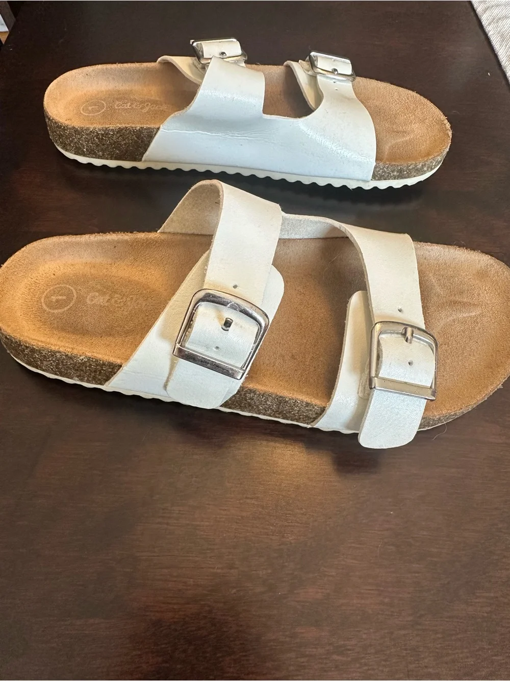Kids Cat & Jack White Slide Sandals with buckles
